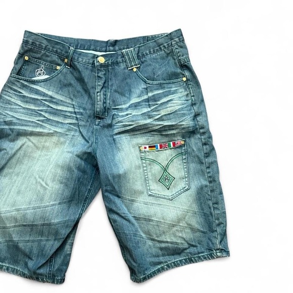 Eight 732 - Denim Shorts - TyMen's 42- Blue - Embroidered Y2K Streetwear - Picture 2 of 5
